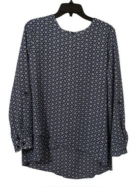 The Limited Women's Blue White Geometric Full Quarter Sleeve Top Petite Size L